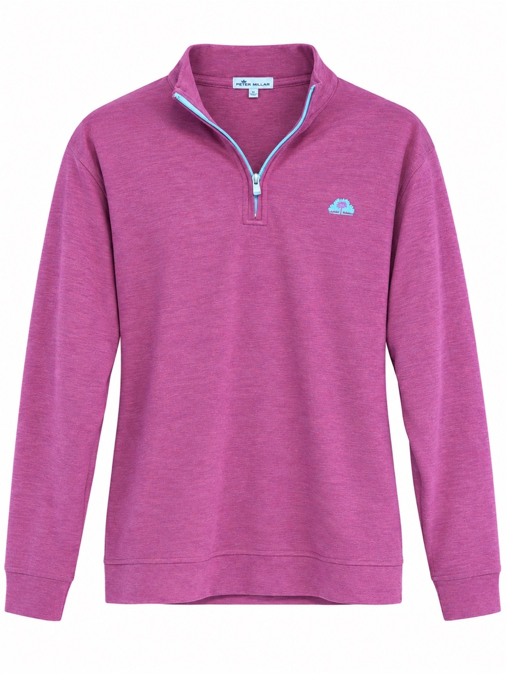 Peter Millar Raspberry Quarter-Zip Turtleneck Pullover Palm Tree Logo Size L